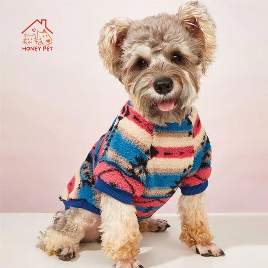 Cute Stripe Plush Sweater for Dog and Cat Warm Clothes